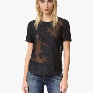 EQUIPMENT Black Silk Floral Lace Top